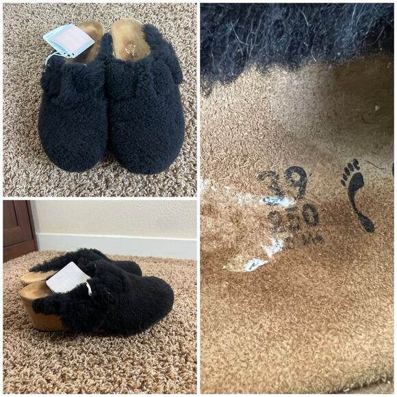 Birkenstock Papillion EU 39 US 8 Black Shearling Cork Wedge Clog Mule - Picture 9 of 13